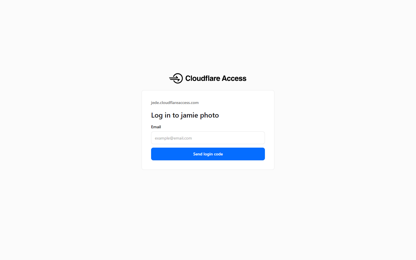 A Cloudflare Access login screen for alex.edestudio.us/admin, showing the standard email entry form with the allowed identity provider buttons beneath.